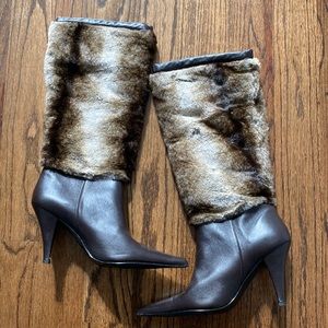 J. Renee 100% leather and faux fur boots size 8